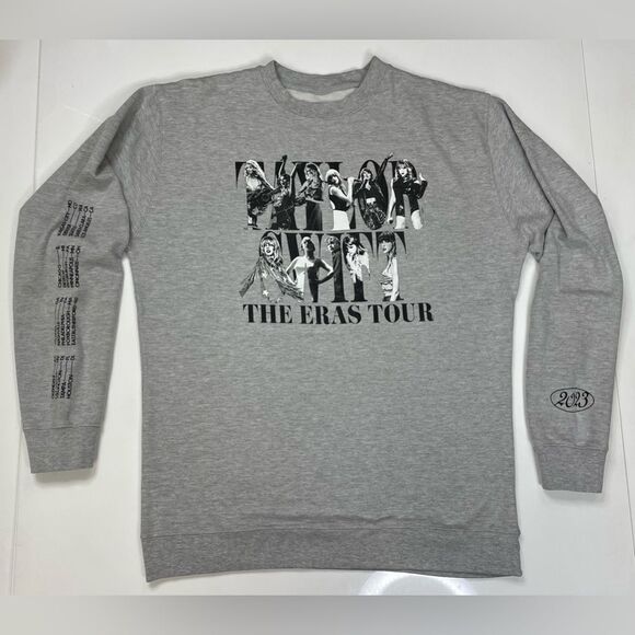 Taylor Swift The Eras Tour 2023 Graphic Crewneck Sweatshirt Women XXL Gray Music - Picture 1 of 7